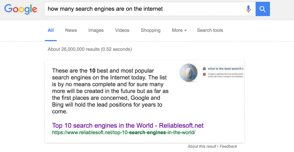 Featured snippet example 1