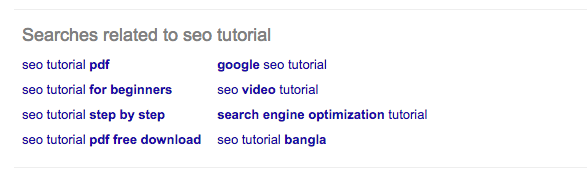 SEO Tutorial - Google Related Searches