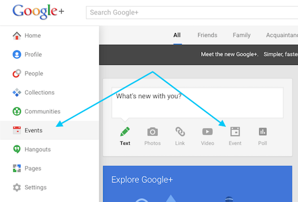 How to set up an event on Google+