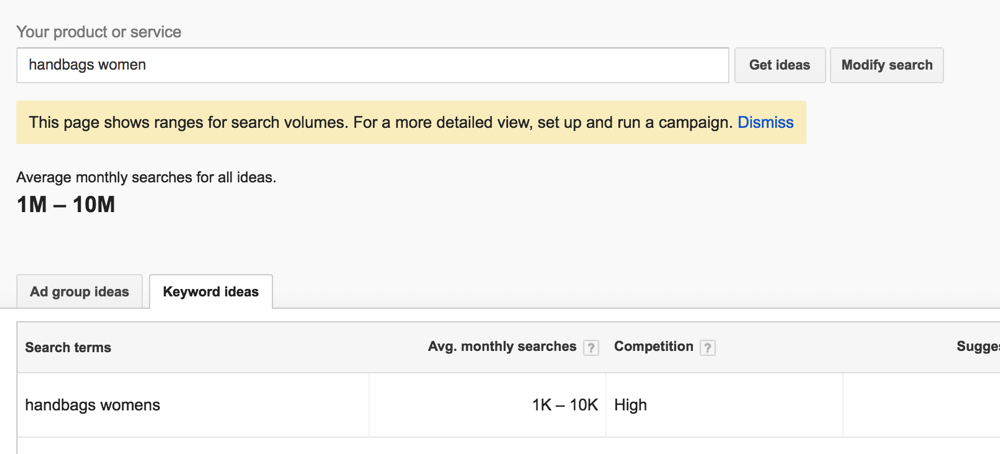 google keyword tool - no active campaigns