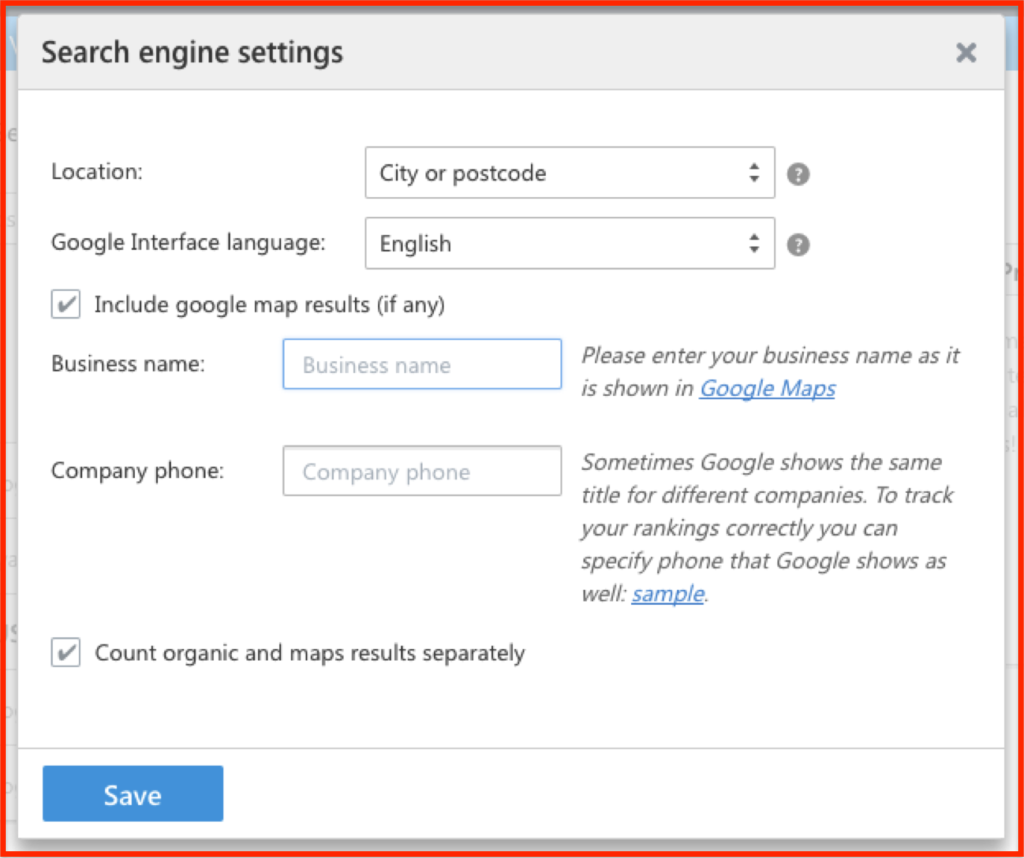 Search Engine Settings