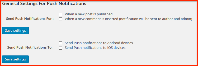 All push notification for WP
