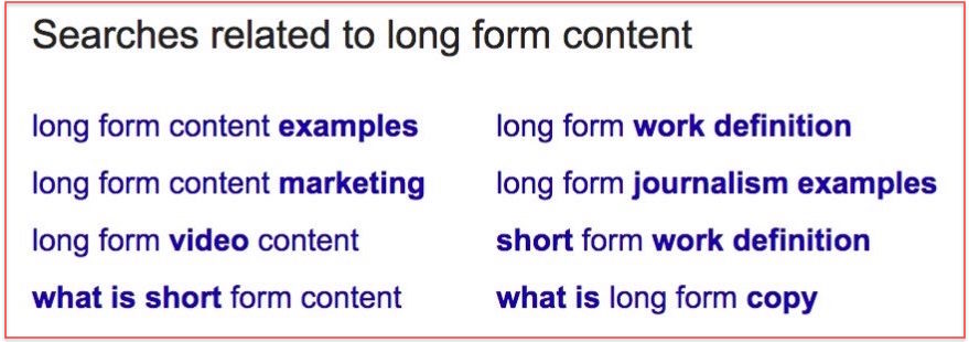 Searches related to long form content